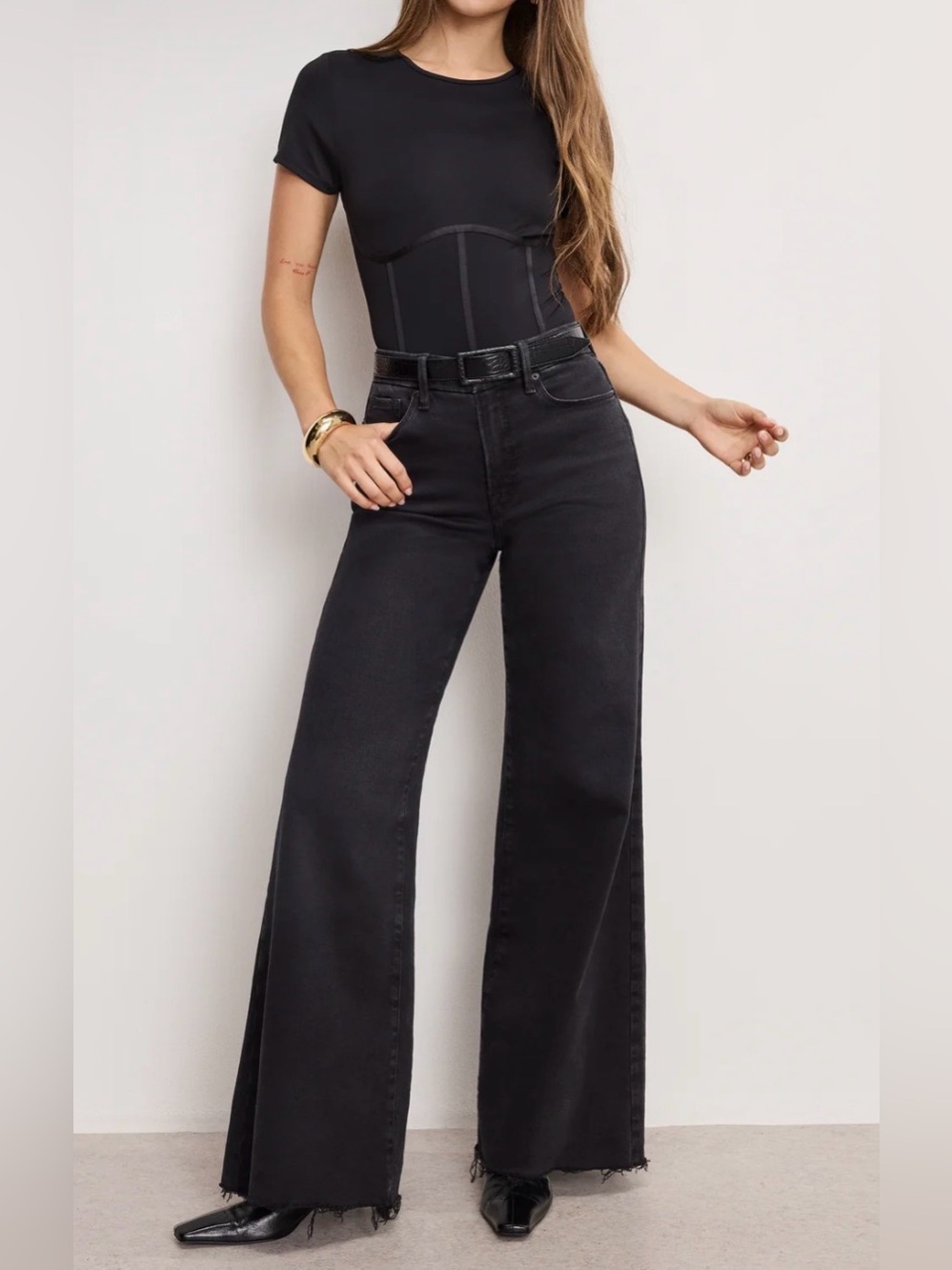 Good American women’s Good waist palazzo crop jeans size 8/29